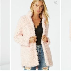 Just fab furry coat light pink